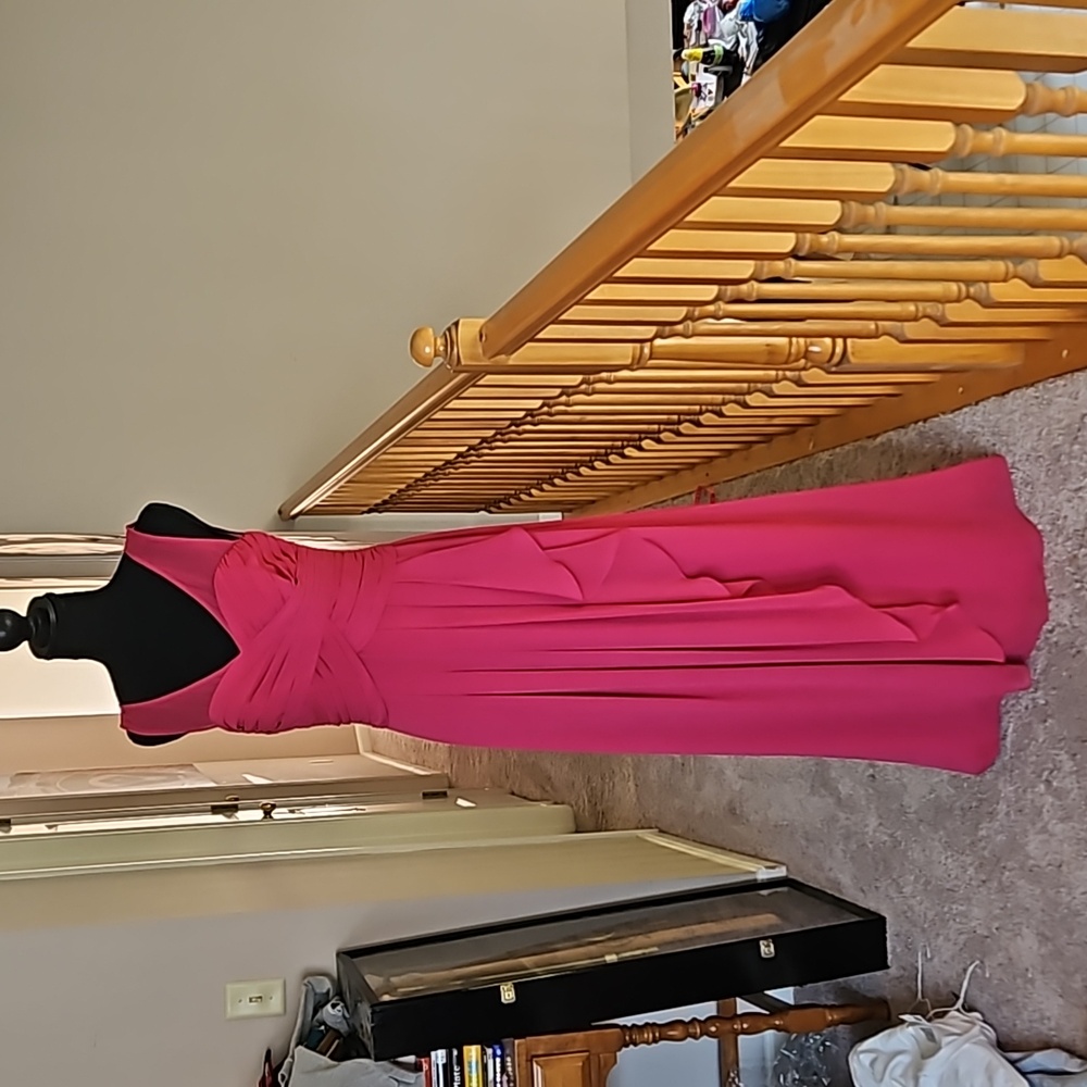 David's Bridal watermelon pink formal dress